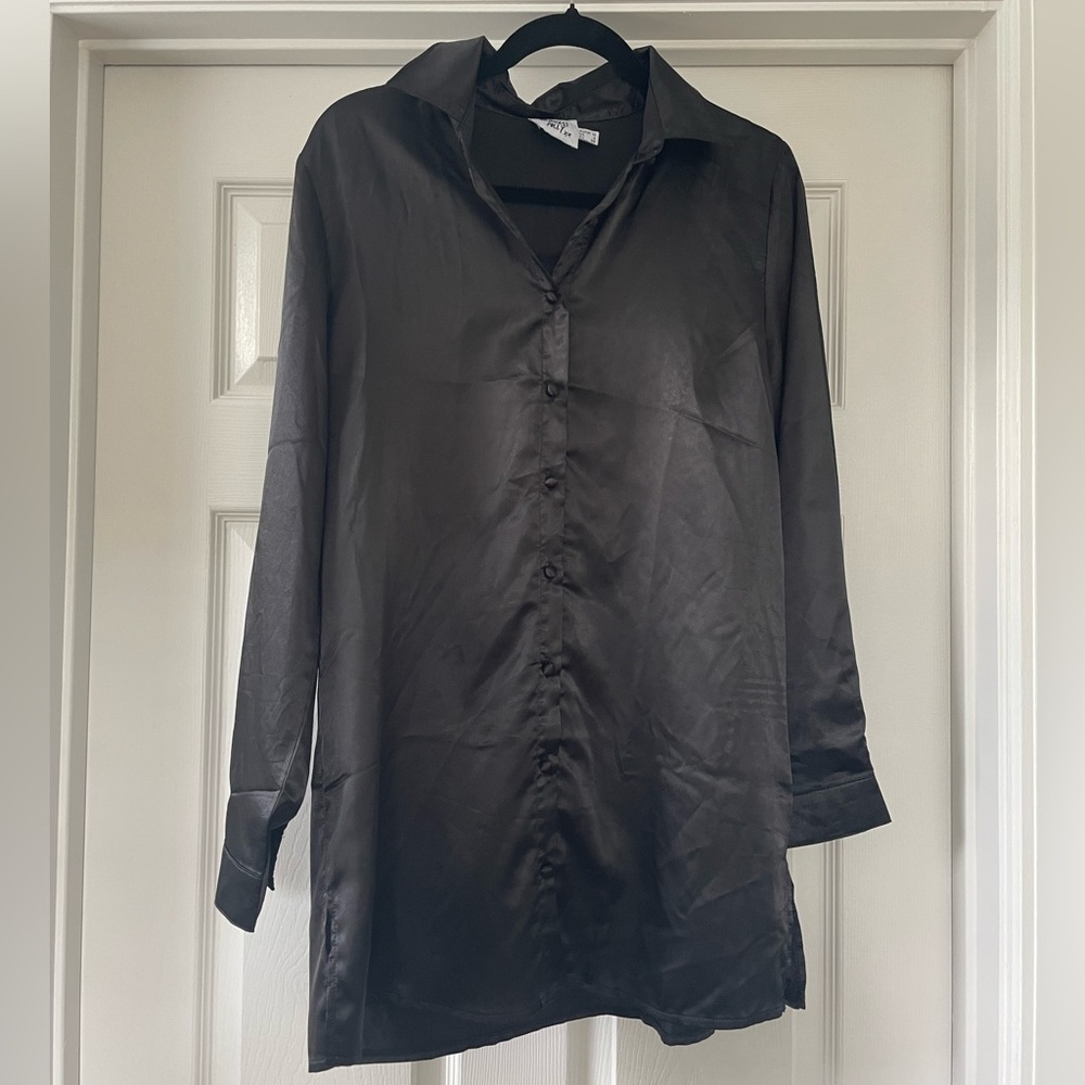 Princess Polly satin shirt mini dress